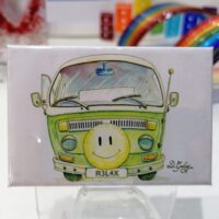 Fridge Magnet - Happy Camper (Green Bay Window Campervan)